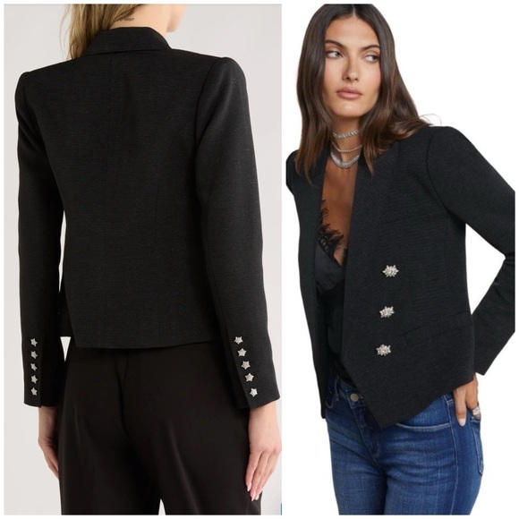 NWT L'AGENCE Brooke Double-Breasted Blazer in Black Rhinestone SZ US 12 - Picture 2 of 9